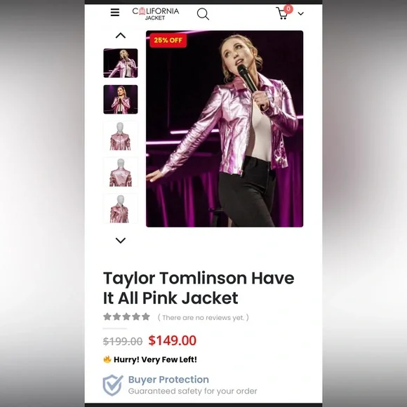 Have It all Taylor Tomlinson Pink Leather Flames Jacket By The California Outfit - Picture 2 of 10